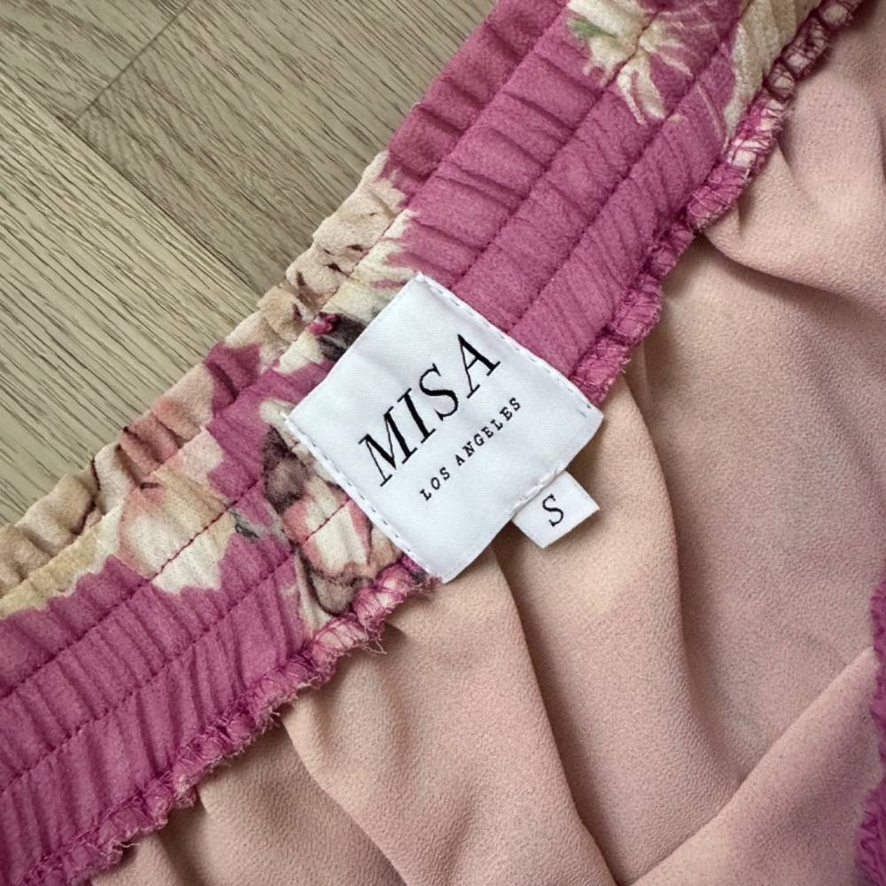 MISA Los Angeles Pink & Navy Floral Ruffle Midi Skirt Size SM, VALENTINE'S DAY! - Picture 4 of 7
